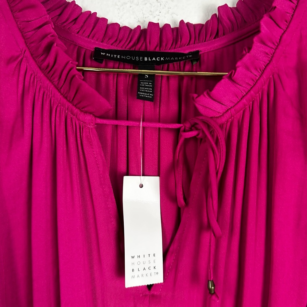 NWT White House Black Market Smocked Halter Dress Pink - Size S $168 MSRP - Picture 3 of 4